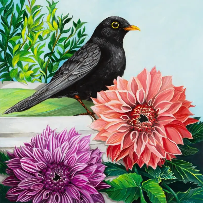 scott-gwen-blackbird-with-dahlias-oil-on-board-30-5x30-5cm-2026_orig